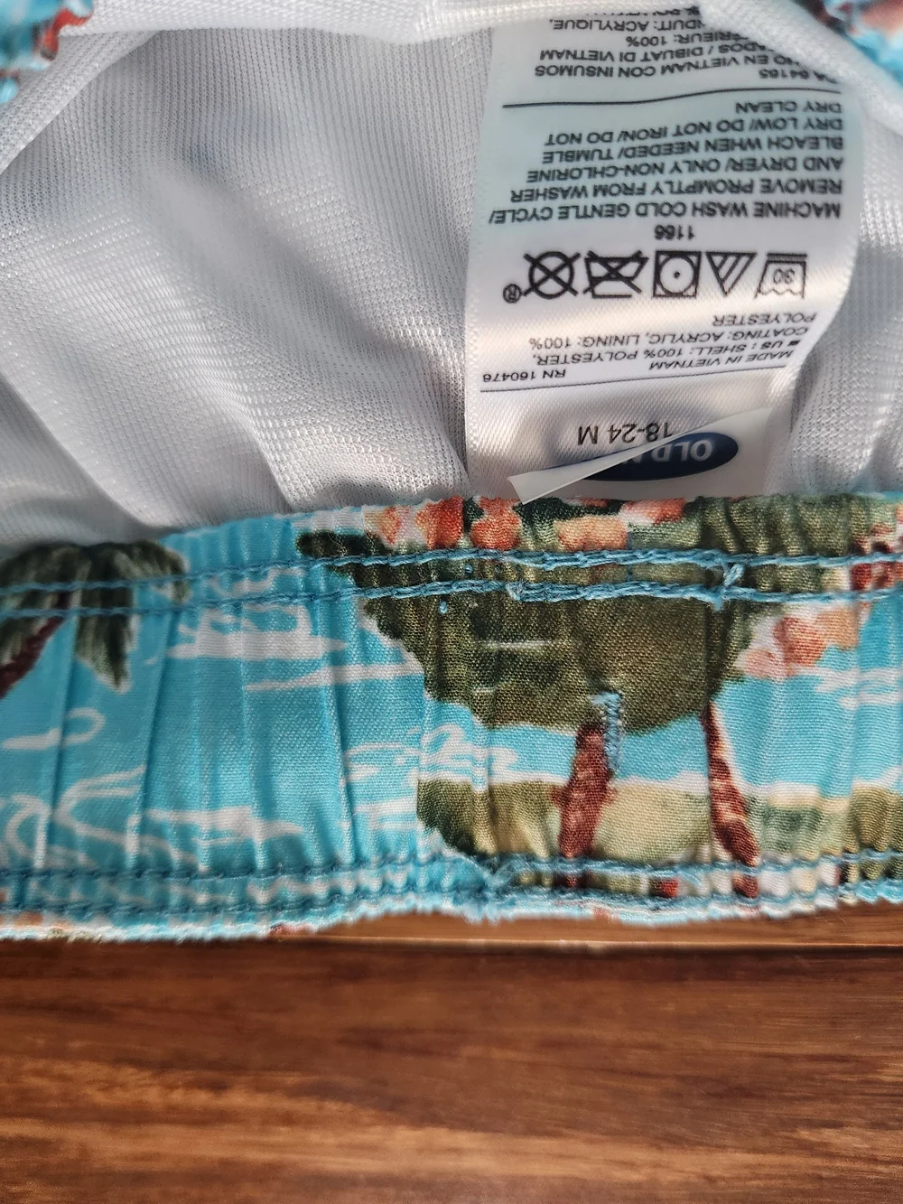 Old Navy Boys Tropical Print Swim Trunks In Light Blue, 2t